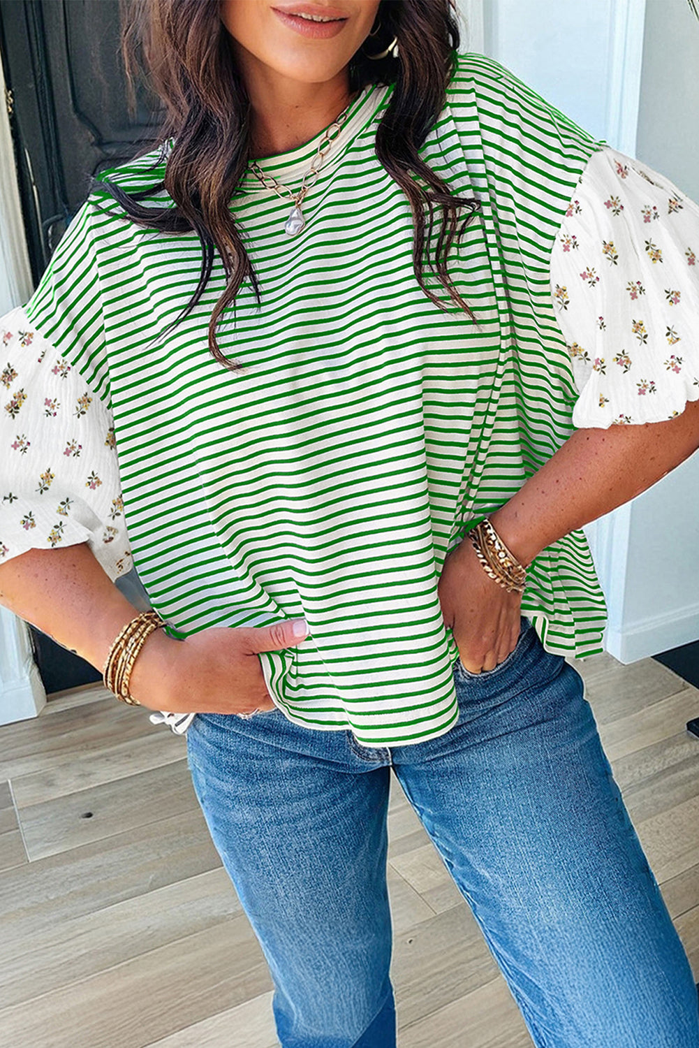 STRIPE & FLORAL TOP