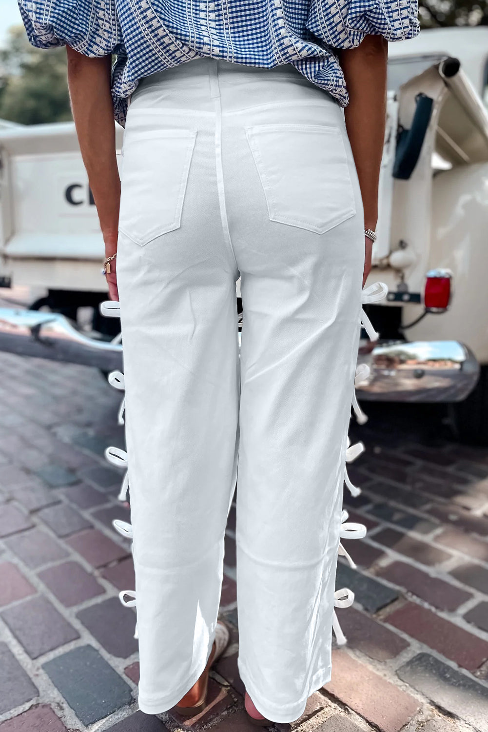 WHITE BOW KNOW DENIM