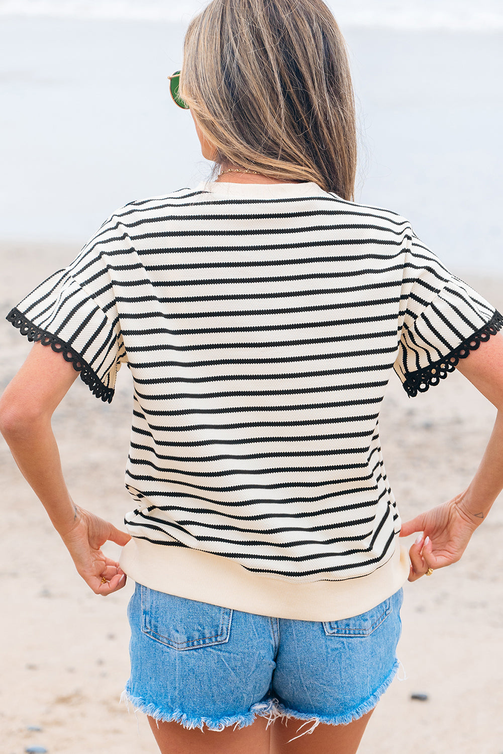 PIPER STRIPE SCALLOP TOP