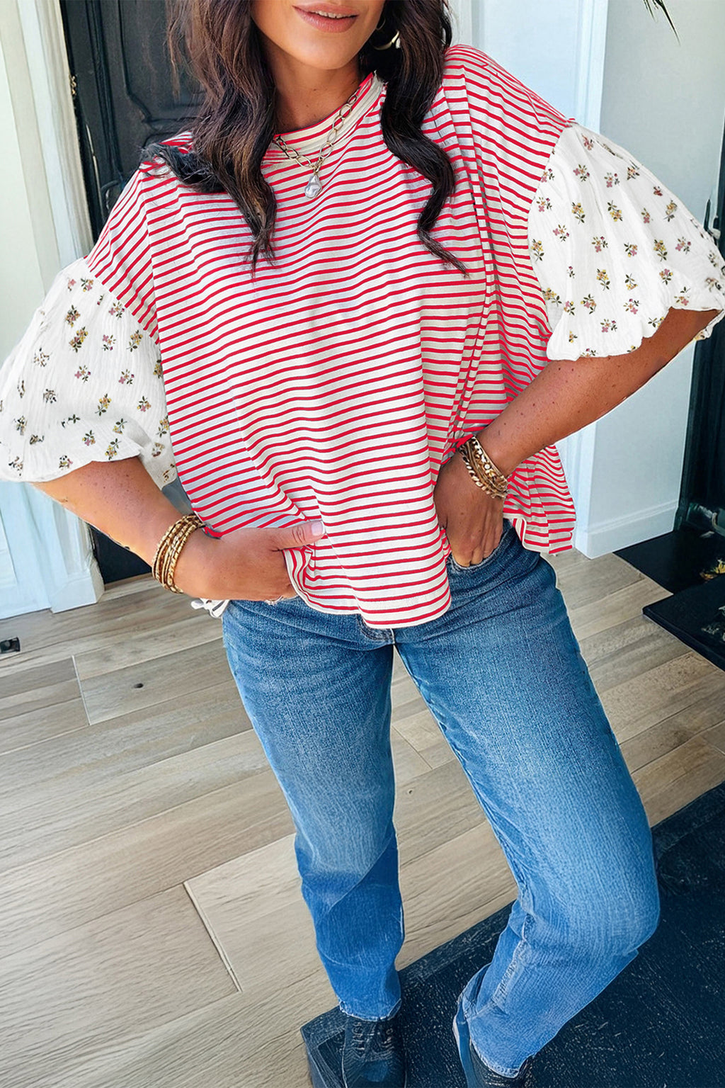 STRIPE & FLORAL TOP