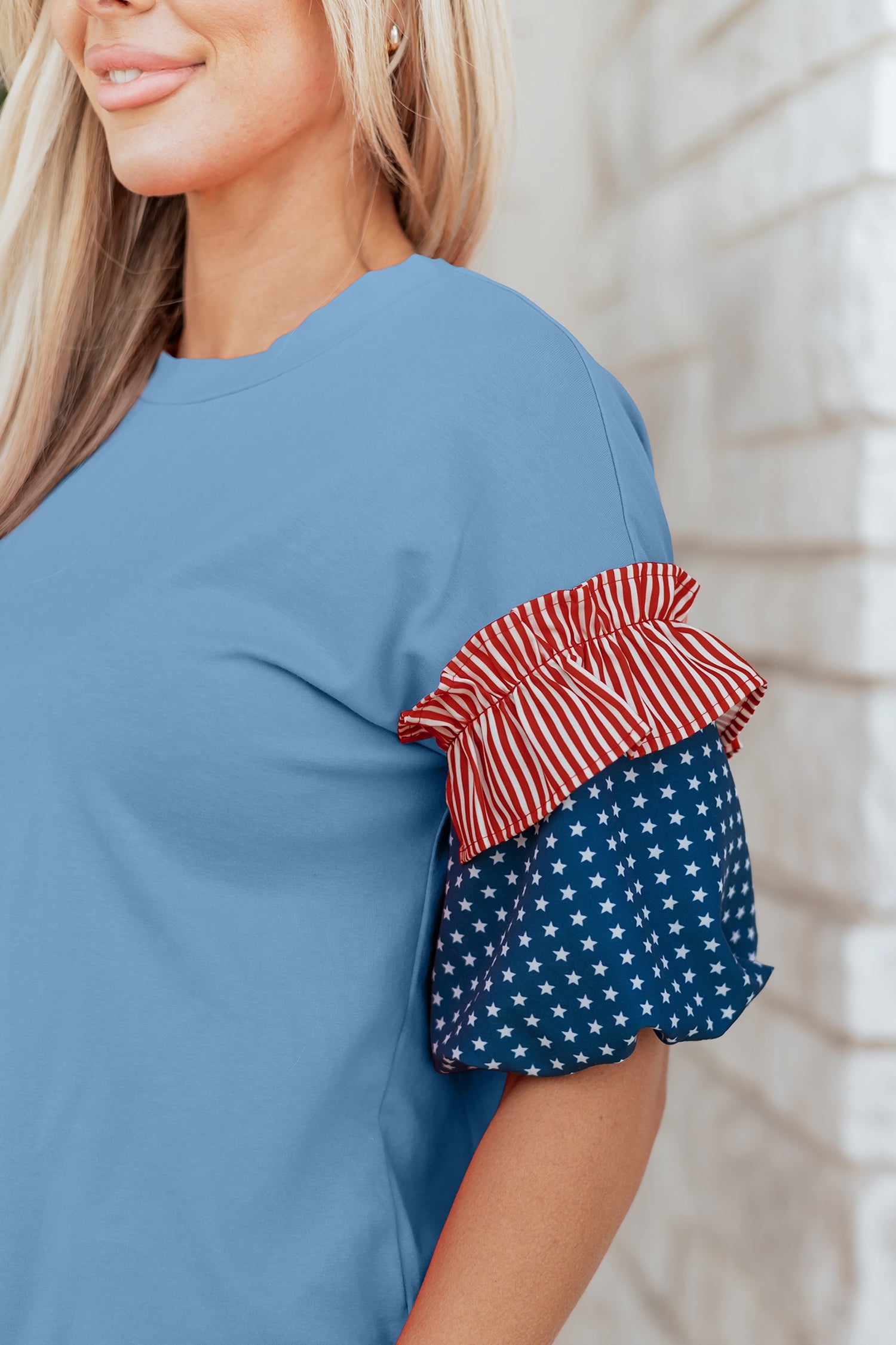 STARS & STRIPES PUFF SLEEVE TOP