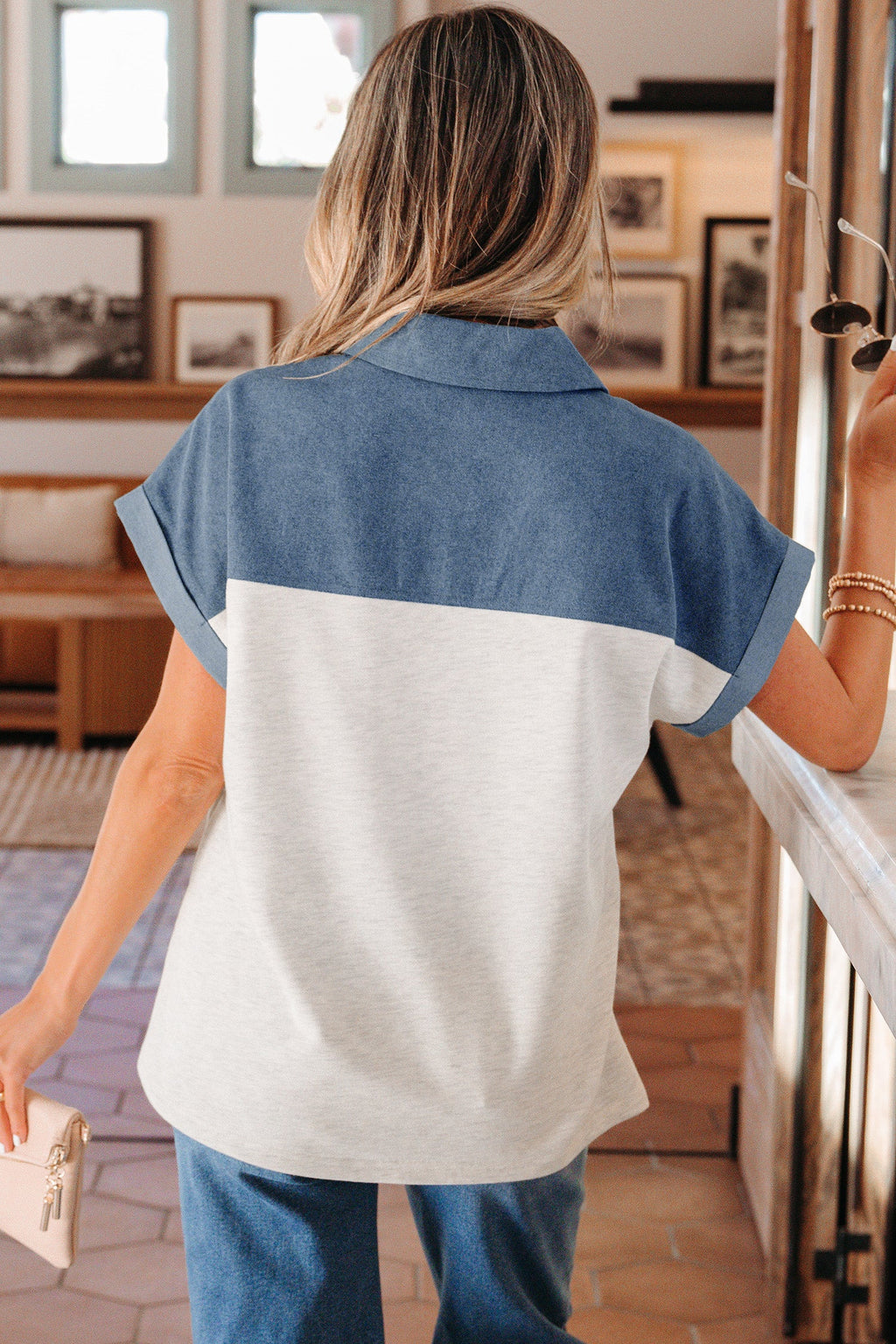 COLORBLOCK DENIM TOP