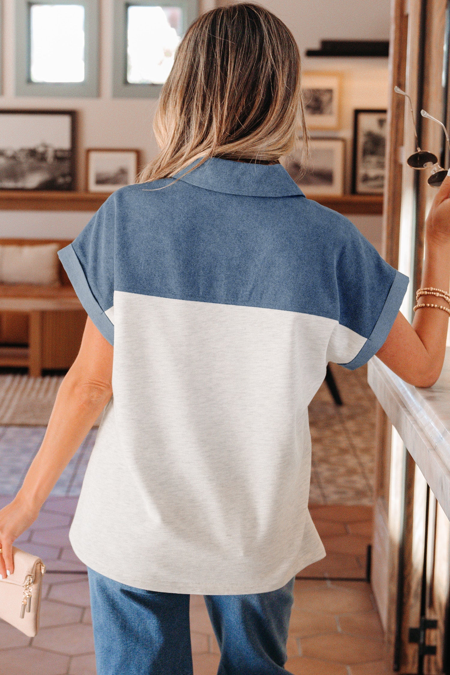 COLORBLOCK DENIM TOP