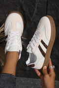 White Textured Woven Sneakers