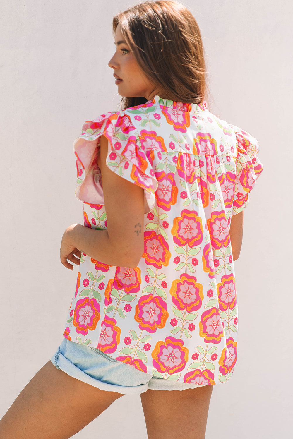 ROSE CHAMPAGNE FLORAL TOP