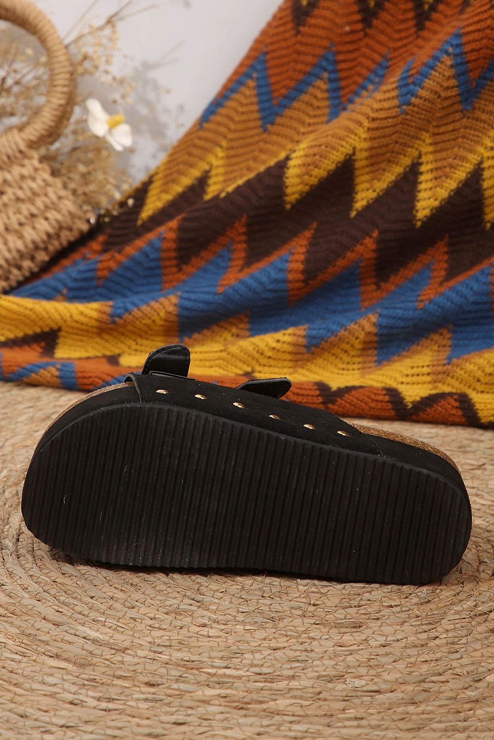 Black Suede Buckle Sandals