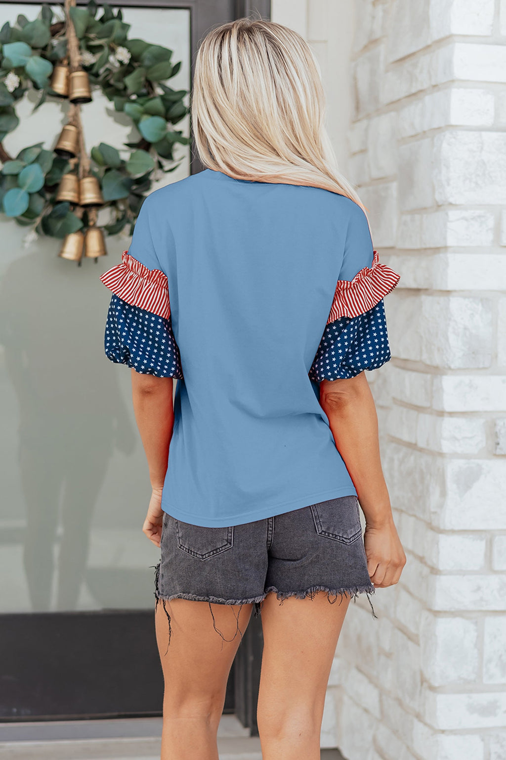 STARS & STRIPES PUFF SLEEVE TOP