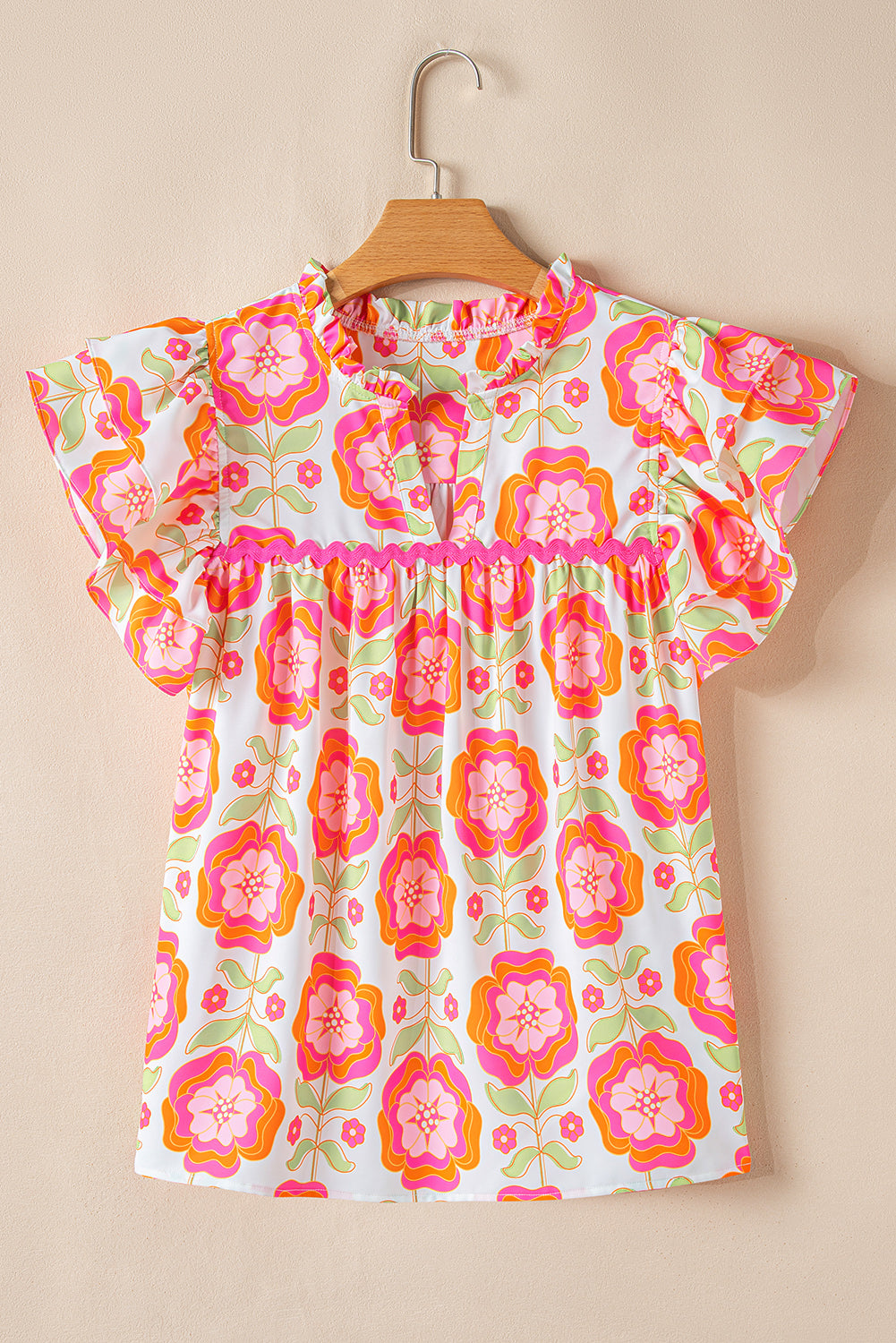 ROSE CHAMPAGNE FLORAL TOP