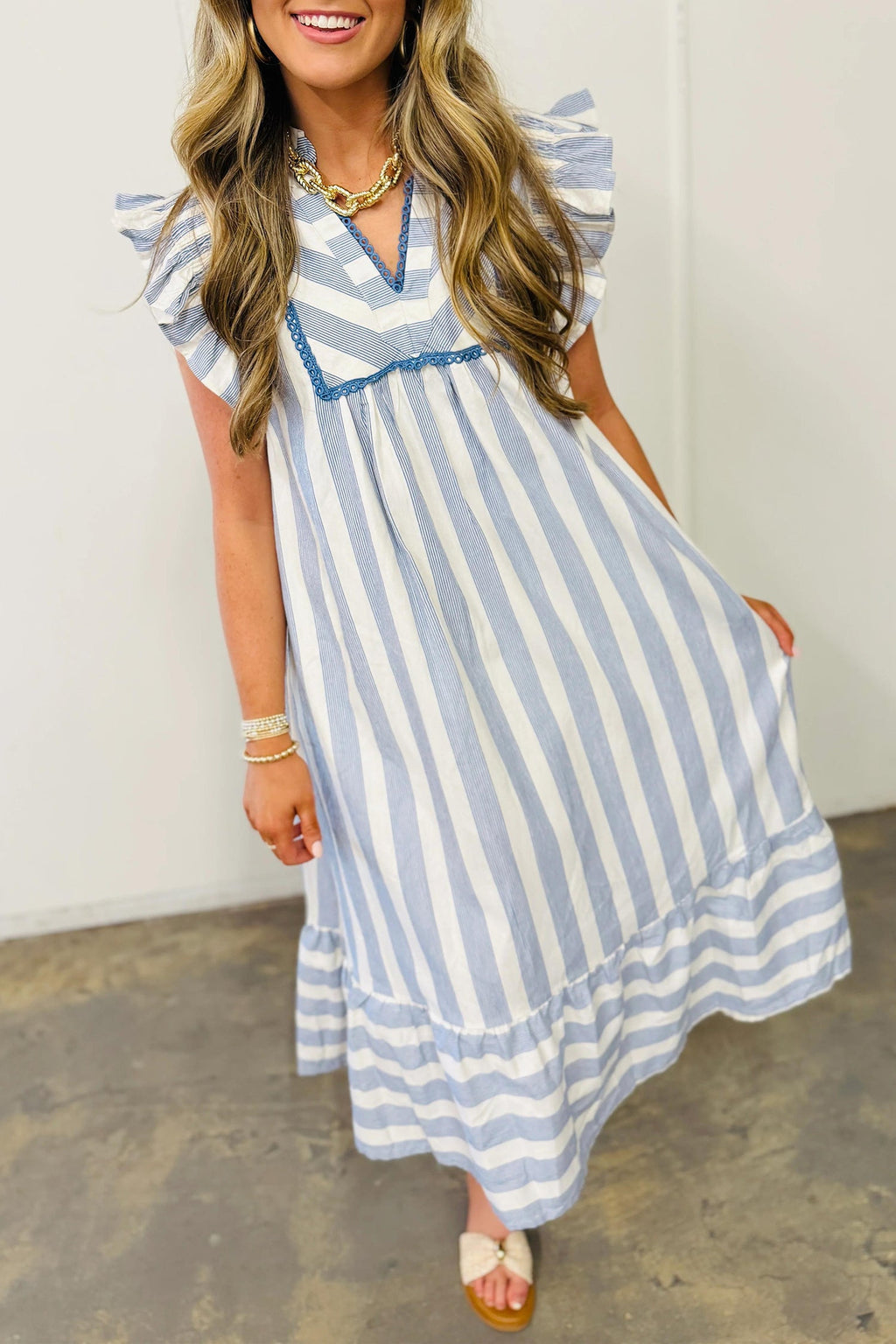 CLOUDS & STRIPES DRESS