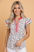 FLORAL FLUTTER RWB TOP