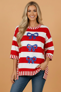 BOW STRIPED AMERICANA TOP