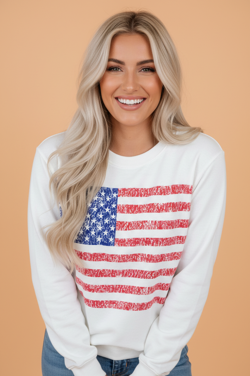 USA LONG SLEEVE FLAG TOP