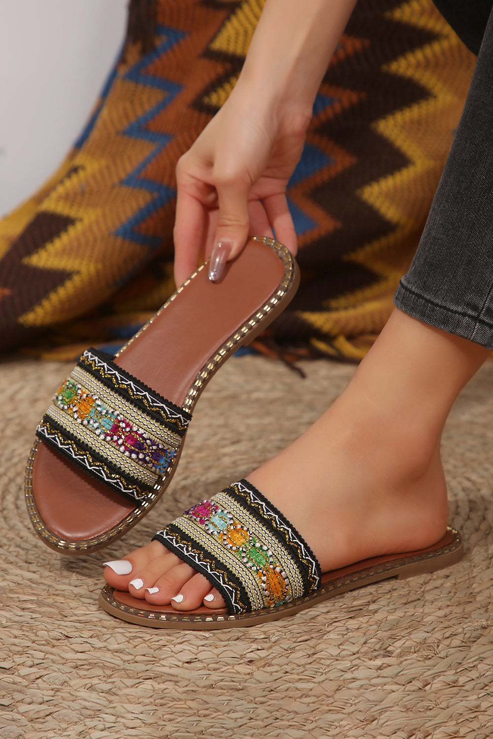 Chestnut Bohemian Pattern Sandals
