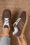 Coffee Contrast Lace-up Leopard Sneaker