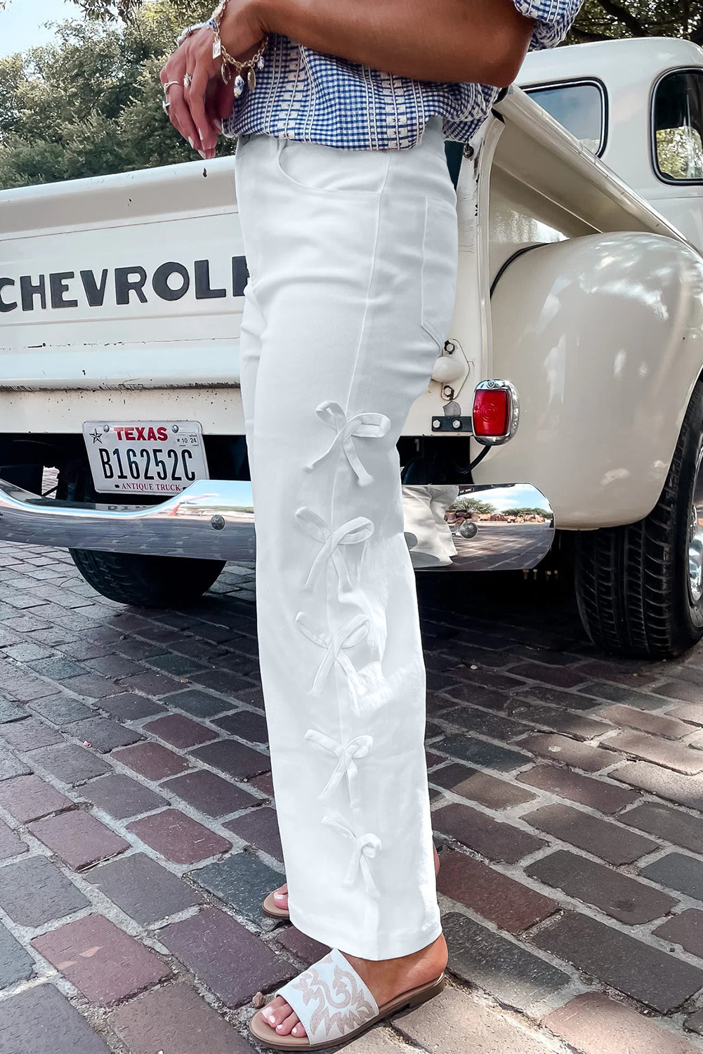 WHITE BOW KNOW DENIM