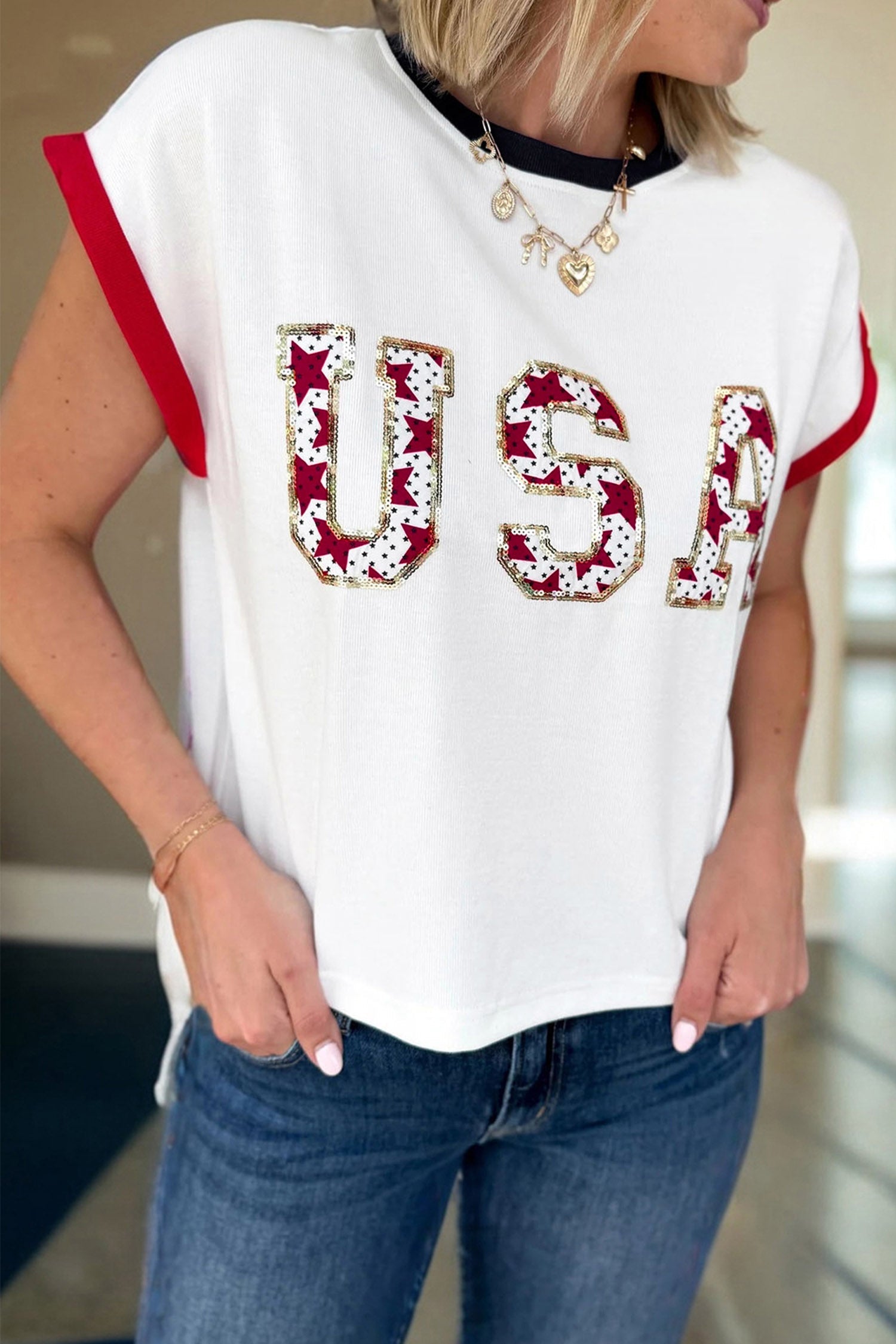 SEQUIN USA TOP