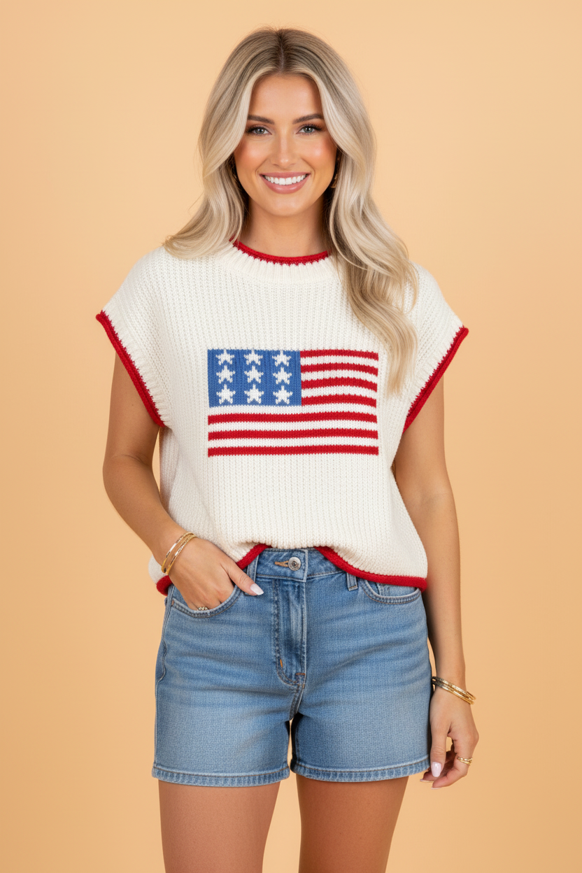 USA FLAG BELLA SWEATER TOP