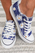Sky Blue Frayed Denim Daisy Sneakers