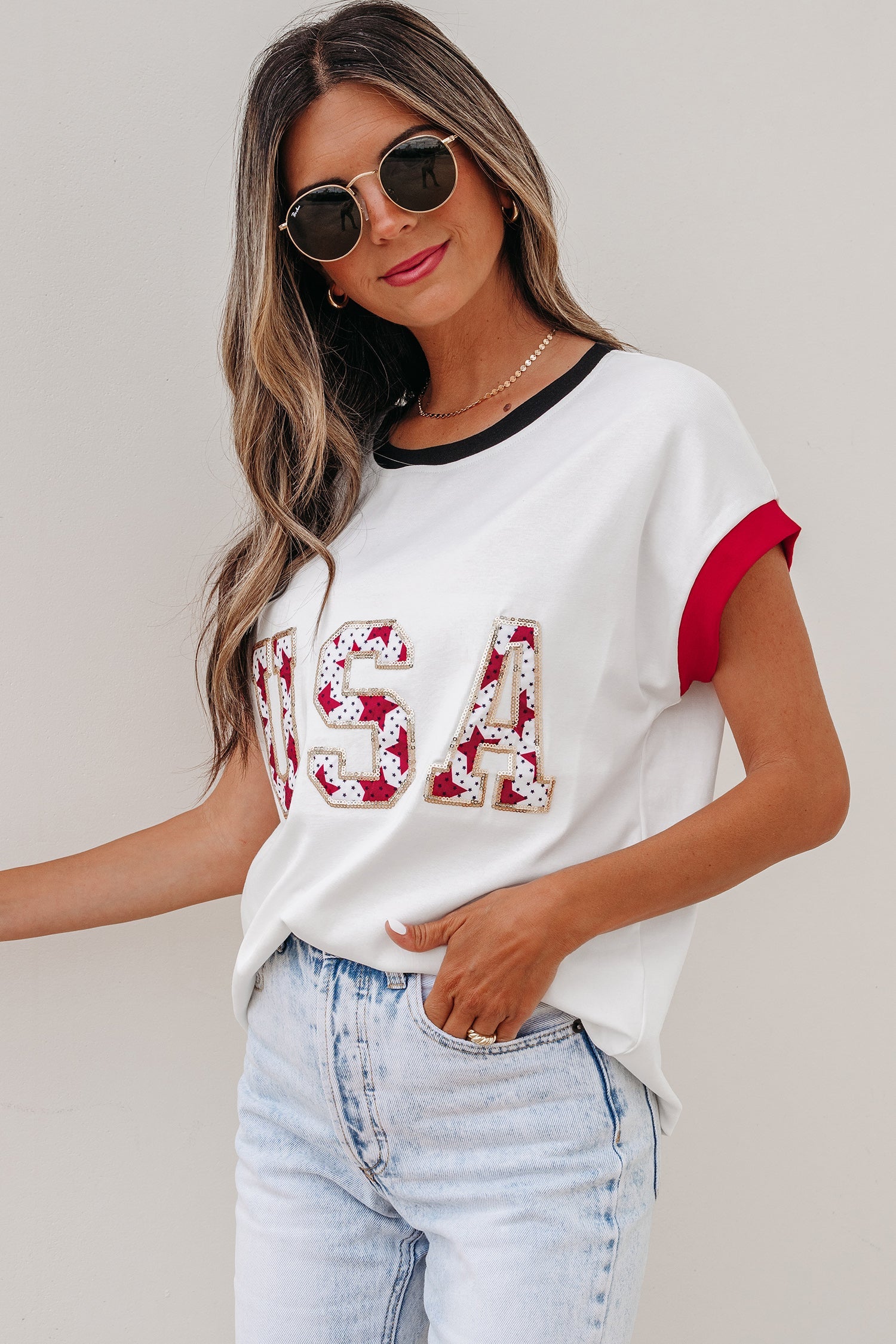 SEQUIN USA TOP