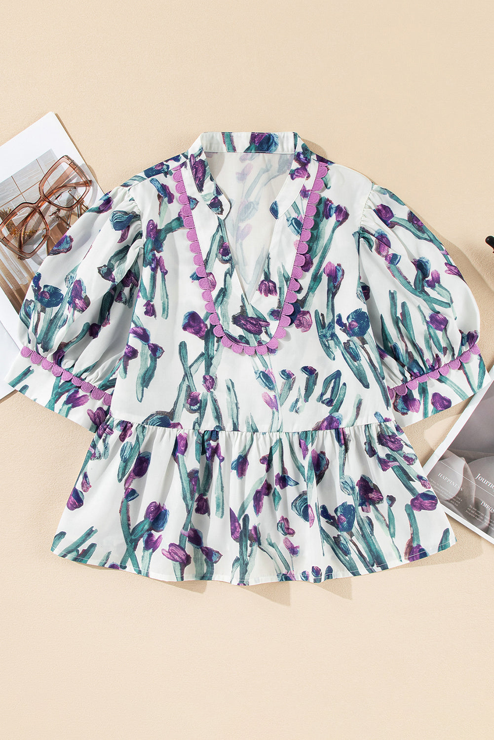 ELISE FLORAL PURPLE TOP
