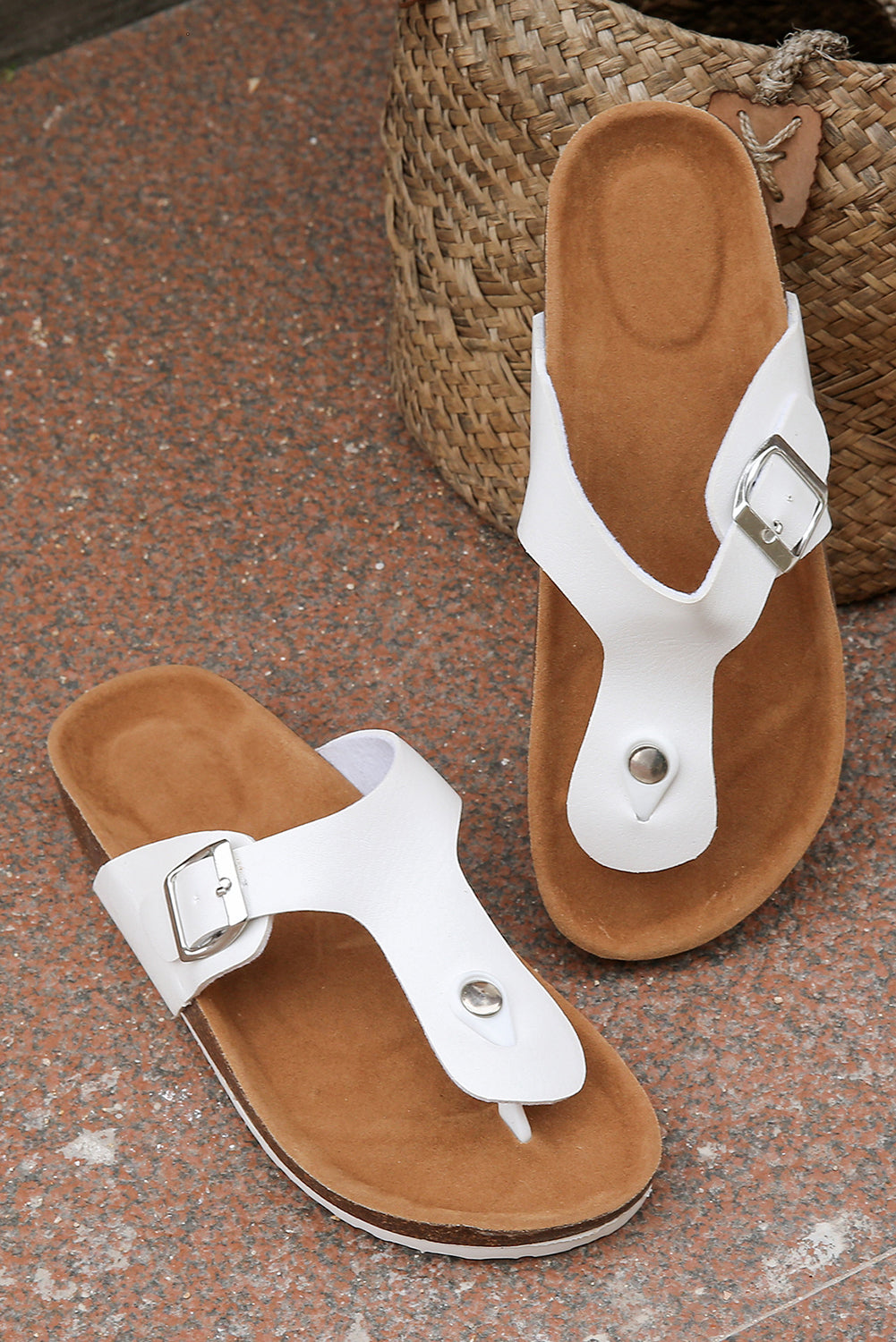 White Vintage Buckle Sandals