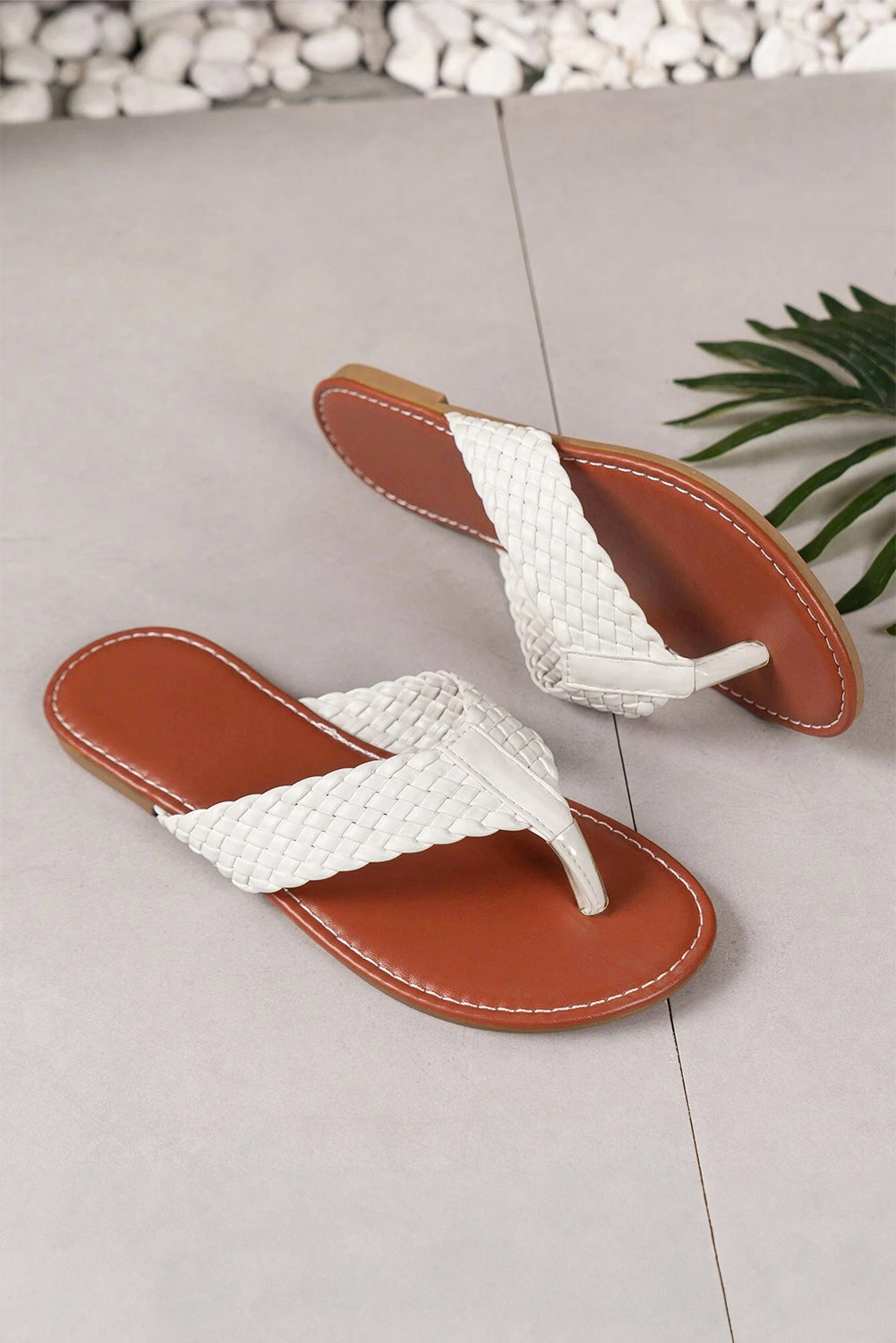White Braided Strap Sandals